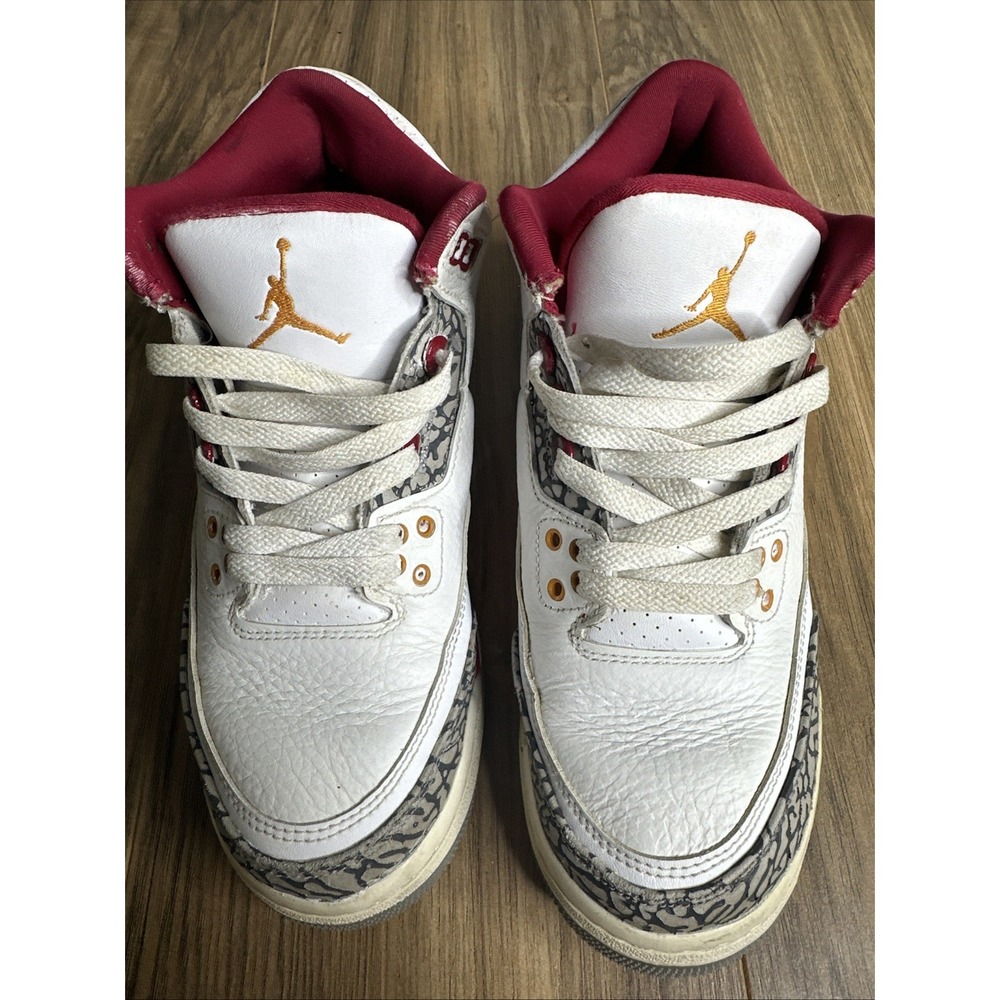 Size 6.5Y Nike‎ Air Jordan 3 Retro GS Cardinal Red White Youth Shoes 398614-126 - Picture 3 of 13
